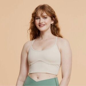 Blogilates Women's Corset Cropped Bralette Sports Bra Small Cream